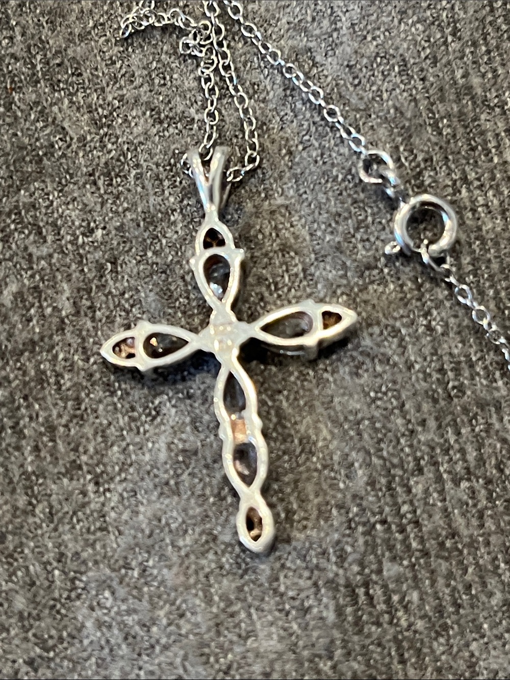 Sterling CZ Cross Necklace - Picture 4 of 8